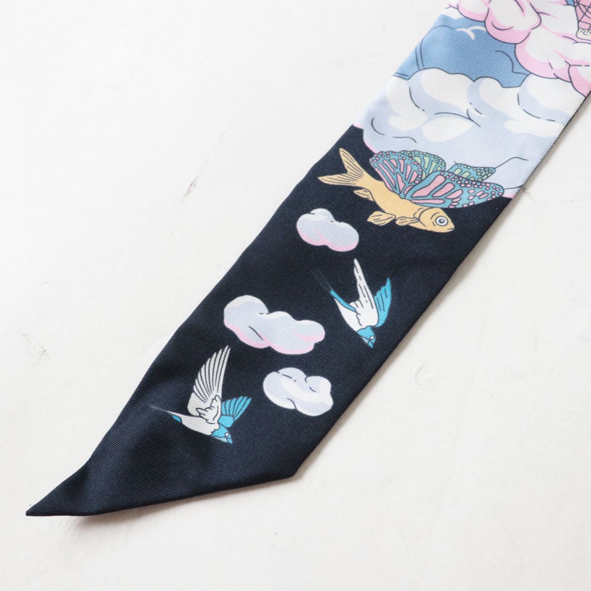 HERMES scarf Main: 100% silk Black x Multi<br>SUR MON NUAGE / My Cloud Women Used