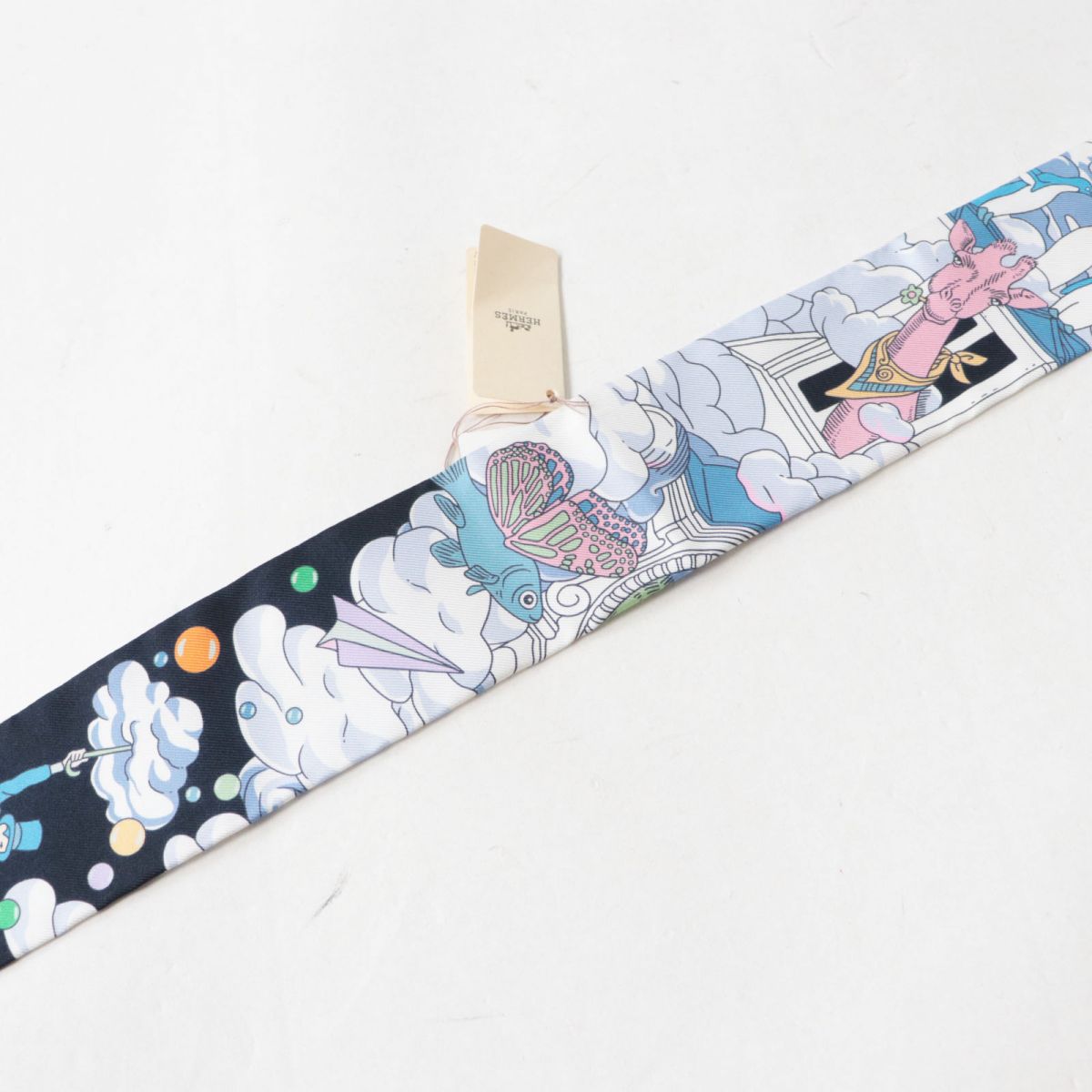 HERMES scarf Main: 100% silk Black x Multi<br>SUR MON NUAGE / My Cloud Women Used