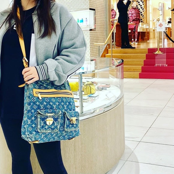LOUIS VUITTON Denim Monogram Denim Baggy GM Bag
