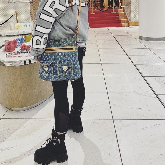 LOUIS VUITTON Denim Monogram Denim Baggy GM Bag