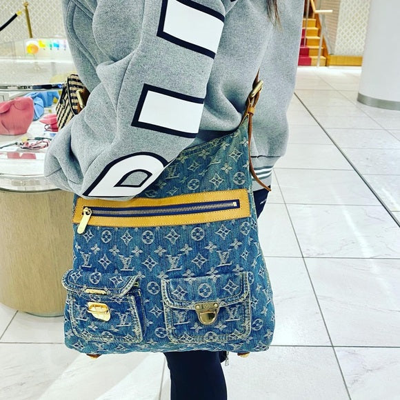 LOUIS VUITTON Denim Monogram Denim Baggy GM Bag