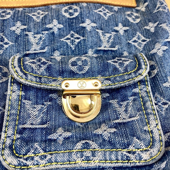 LOUIS VUITTON Denim Monogram Denim Baggy GM Bag