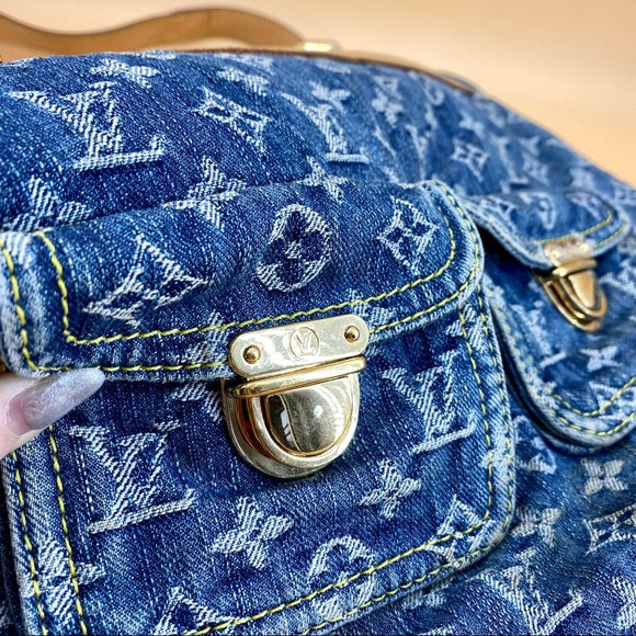 LOUIS VUITTON Denim Monogram Denim Baggy GM Bag