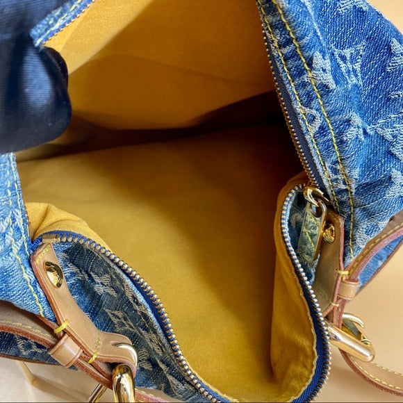 LOUIS VUITTON Denim Monogram Denim Baggy GM Bag