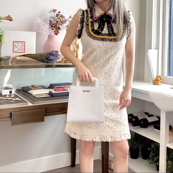 Gucci Cluny Lace Dress With Embroidery in White