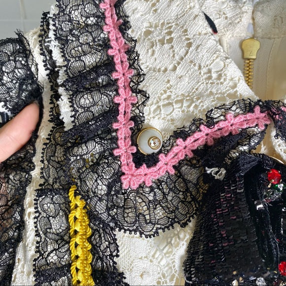 Gucci Cluny Lace Dress With Embroidery in White