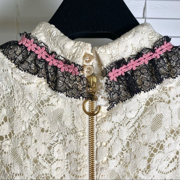 Gucci Cluny Lace Dress With Embroidery in White