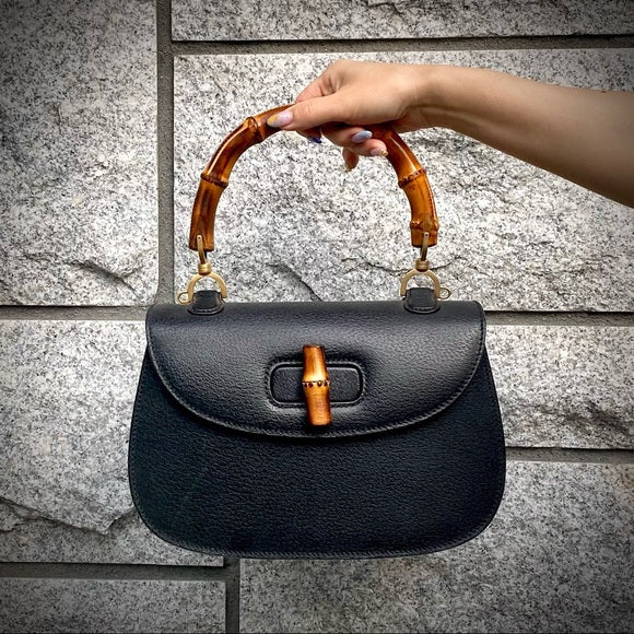 GUCCI Bamboo Top two-way leather bag