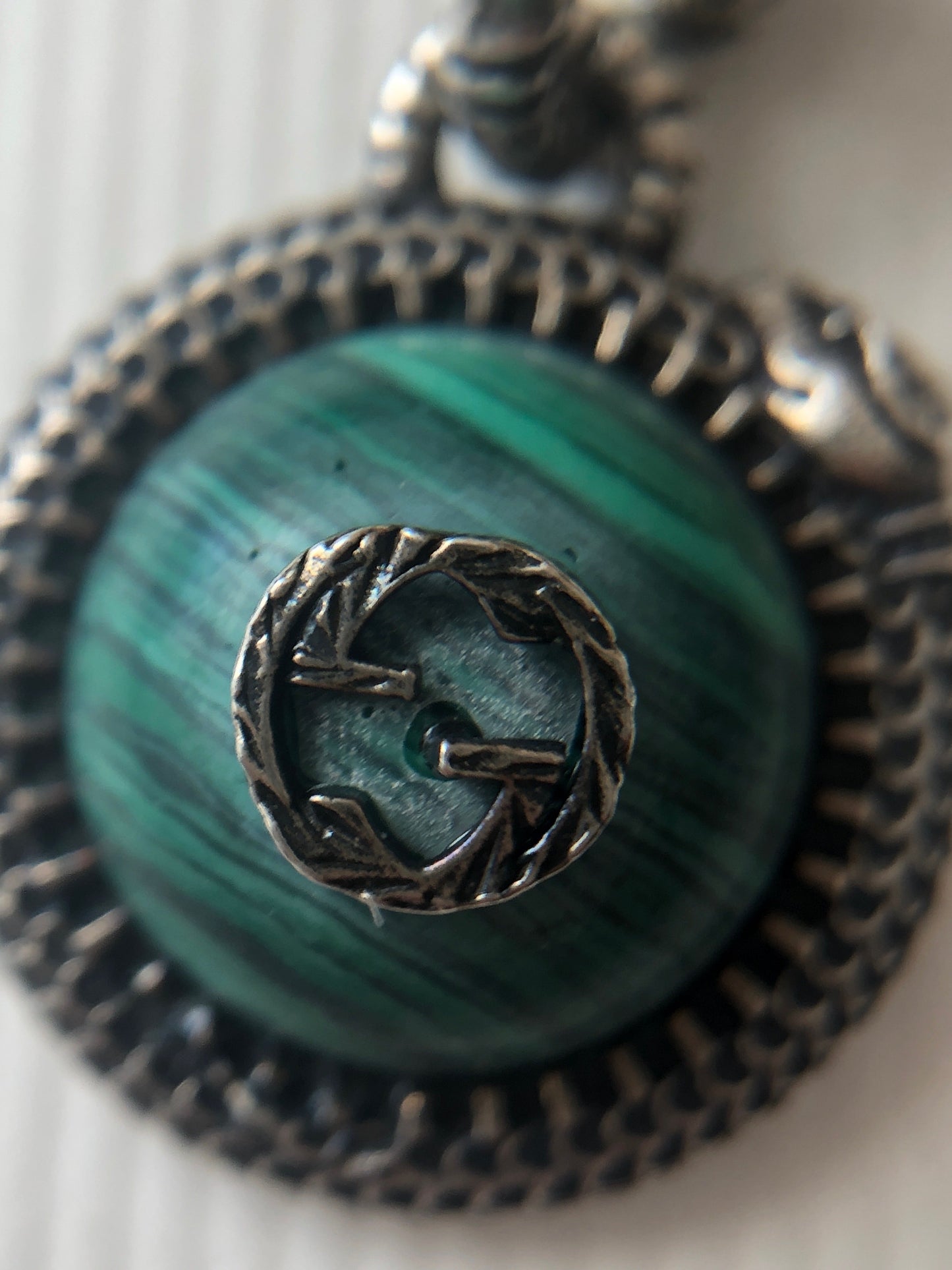 Gucci Garden GG Malachite Necklace in Silver