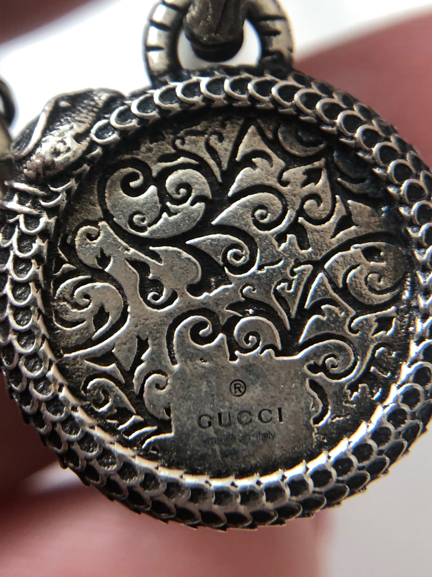 Gucci Garden GG Malachite Necklace in Silver