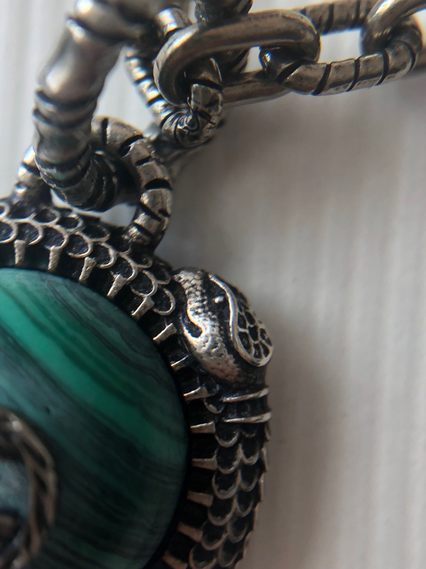 Gucci Garden GG Malachite Necklace in Silver