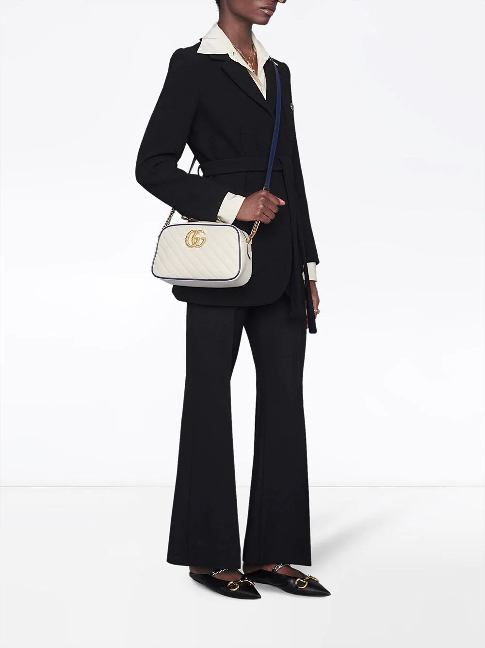 Gucci Small GG Marmont Shoulder Bag in White