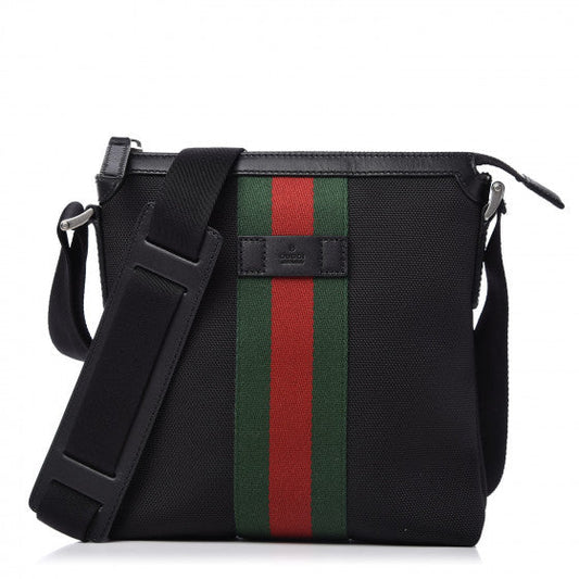 Gucci Techno Canvas Web Messenger Bag in Black