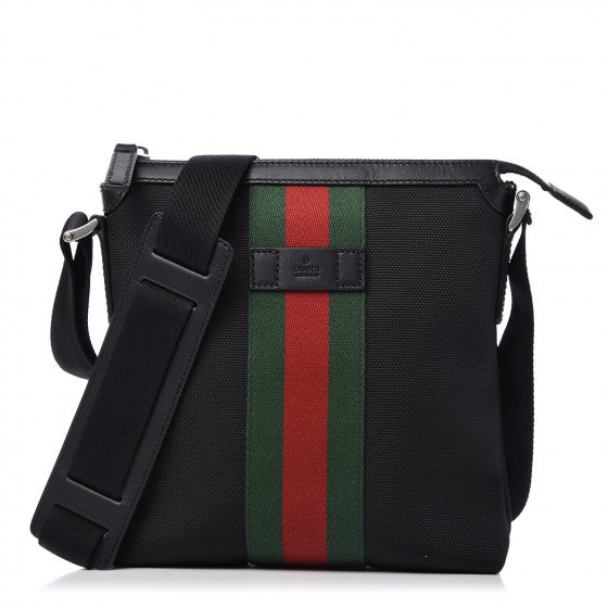 Gucci Techno Canvas Web Messenger Bag in Black