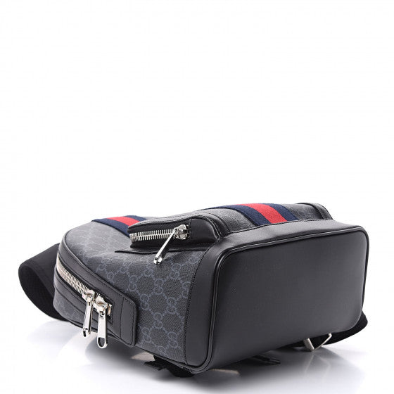Gucci GG Supreme Monogram Web Small Backpack in Black