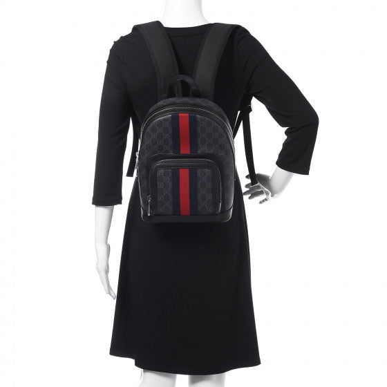 Gucci GG Supreme Monogram Web Small Backpack in Black