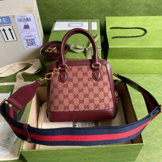 Gucci Horsebit 1955 GG Mini Bag in Burgundy