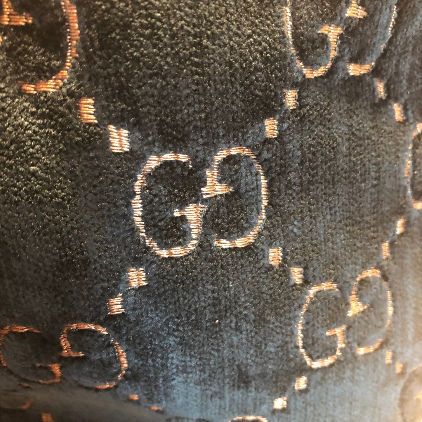 Gucci Ophidia GG Velvet Bucket Bag in Navy with Web
