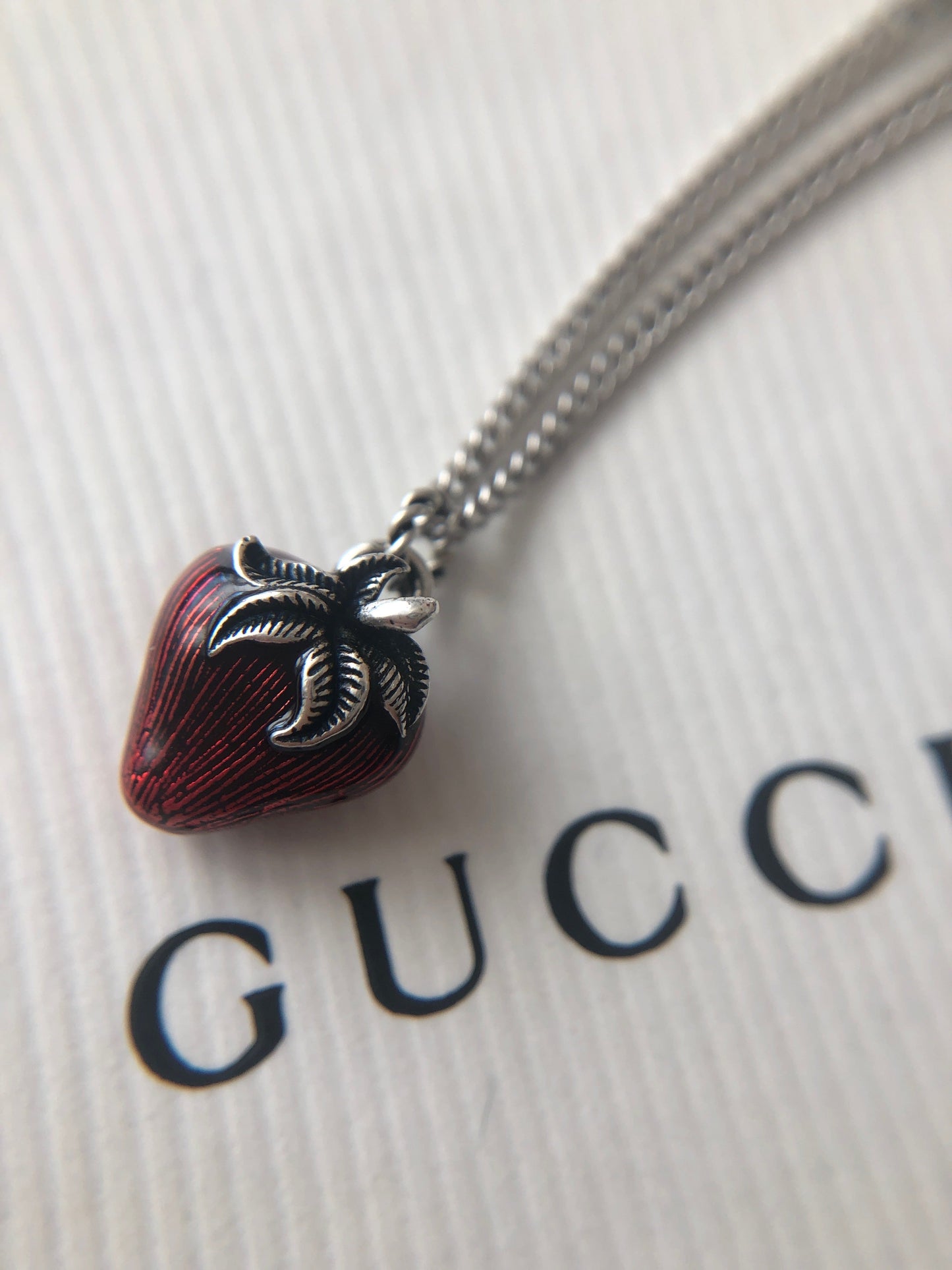 Gucci Interlocking GG Strawberry Necklace in Sterling Silver