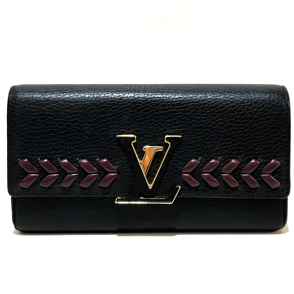 LOUIS VUITTON Folded wallet M62076 Taurillon Clemence Leather black Taurillon Clemence Portefeuille Capsine Women Used