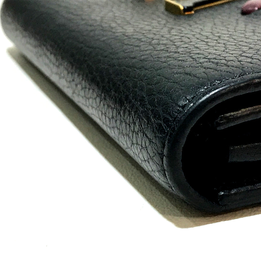 LOUIS VUITTON Folded wallet M62076 Taurillon Clemence Leather black Taurillon Clemence Portefeuille Capsine Women Used