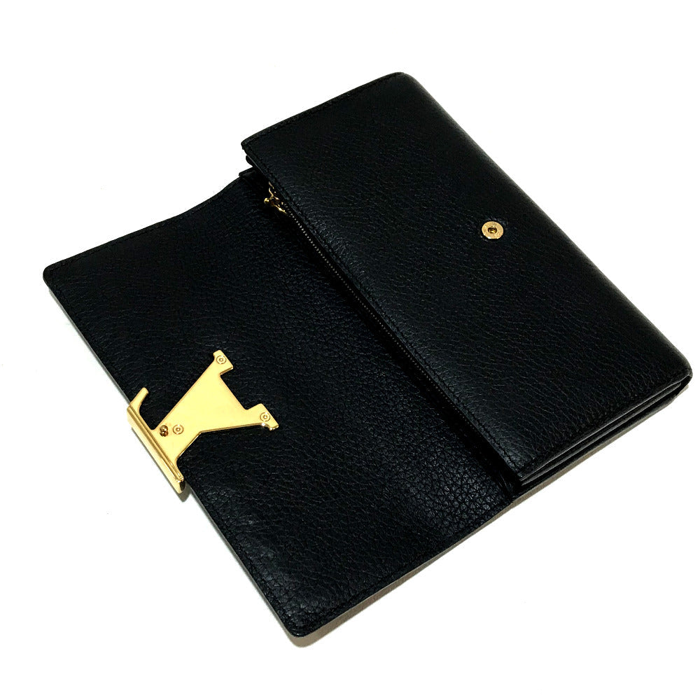 LOUIS VUITTON Folded wallet M62076 Taurillon Clemence Leather black Taurillon Clemence Portefeuille Capsine Women Used