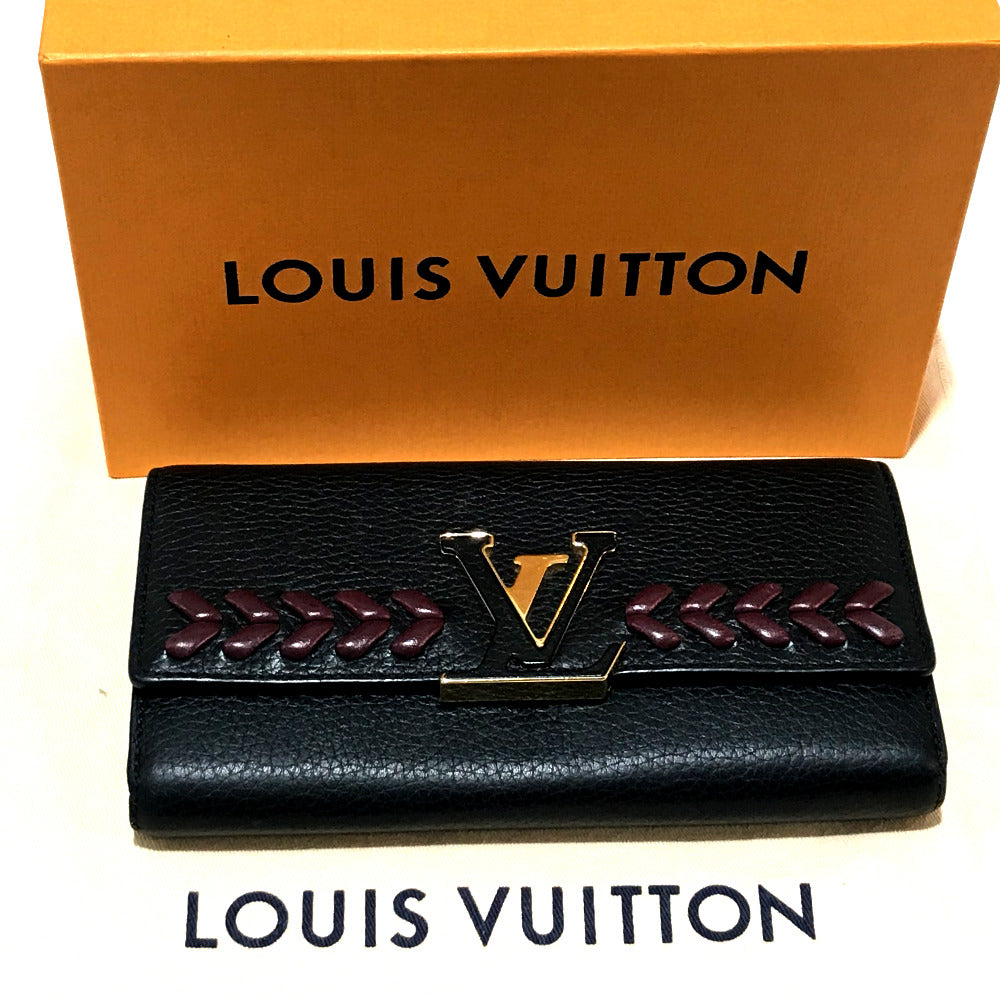 LOUIS VUITTON Folded wallet M62076 Taurillon Clemence Leather black Taurillon Clemence Portefeuille Capsine Women Used