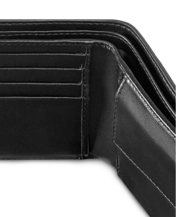 Gucci Mini Print Logo Leather Wallet With Coin Pocket in Black