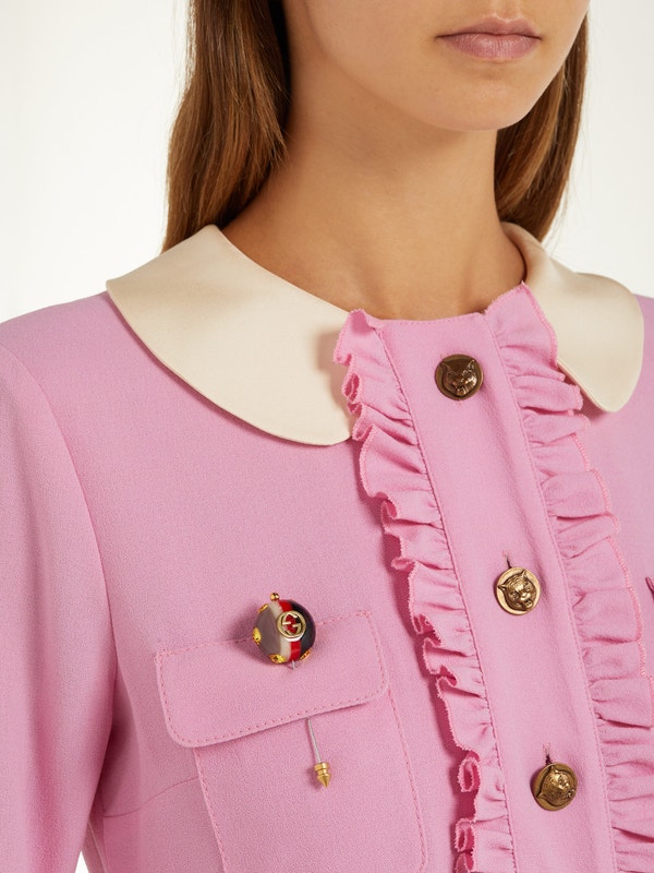 Gucci GG Sylvie Crystal Brooch in Blue