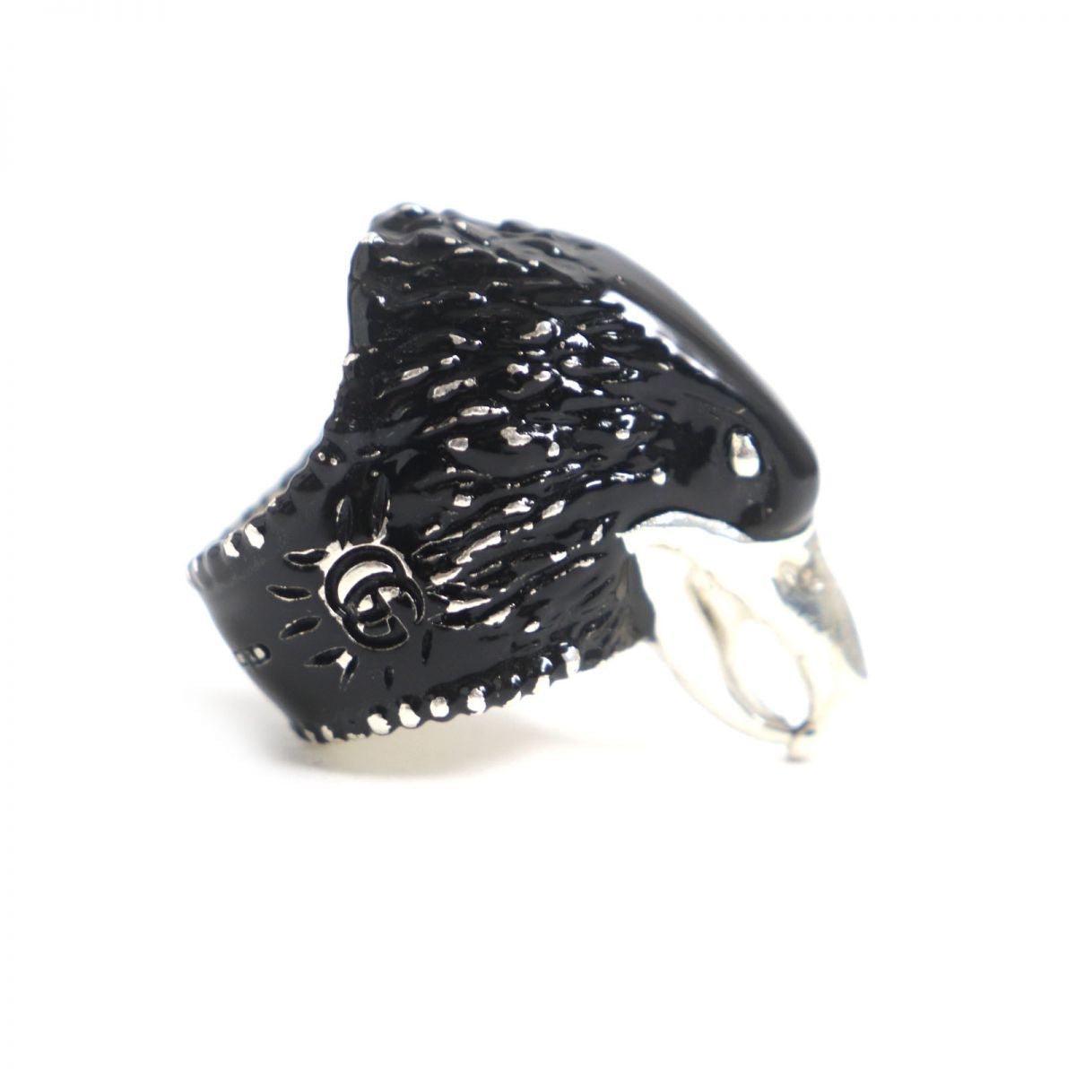 GUCCI Ring Main�FAG925 Black x silver mens 14 Used