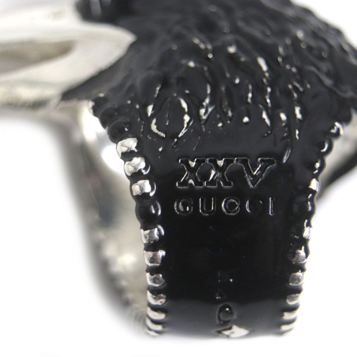 GUCCI Ring Main�FAG925 Black x silver mens 14 Used