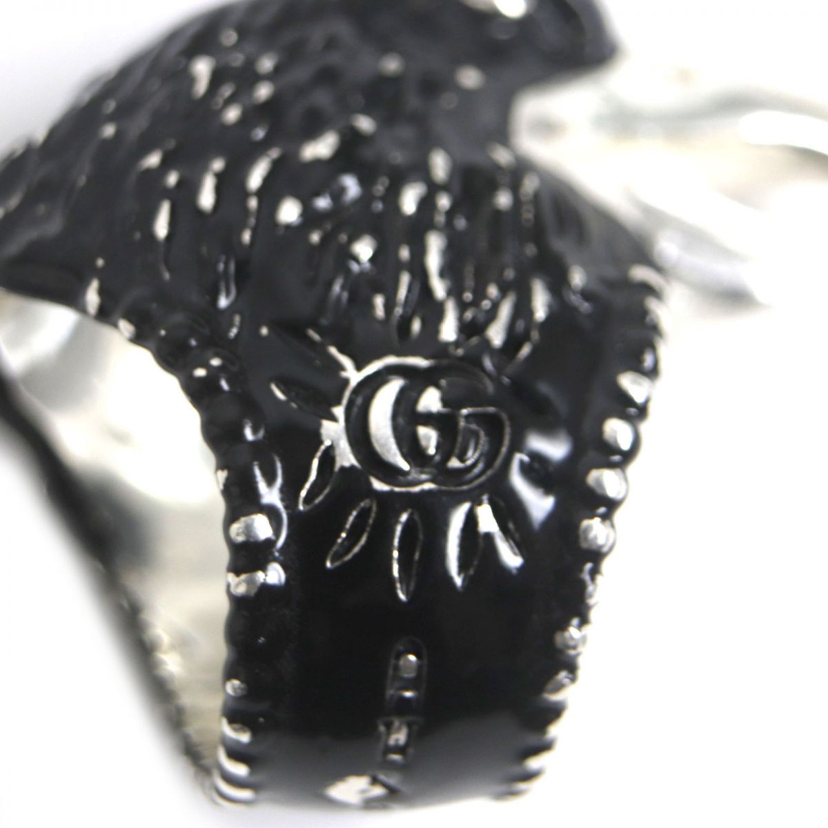 GUCCI Ring Main�FAG925 Black x silver mens 14 Used
