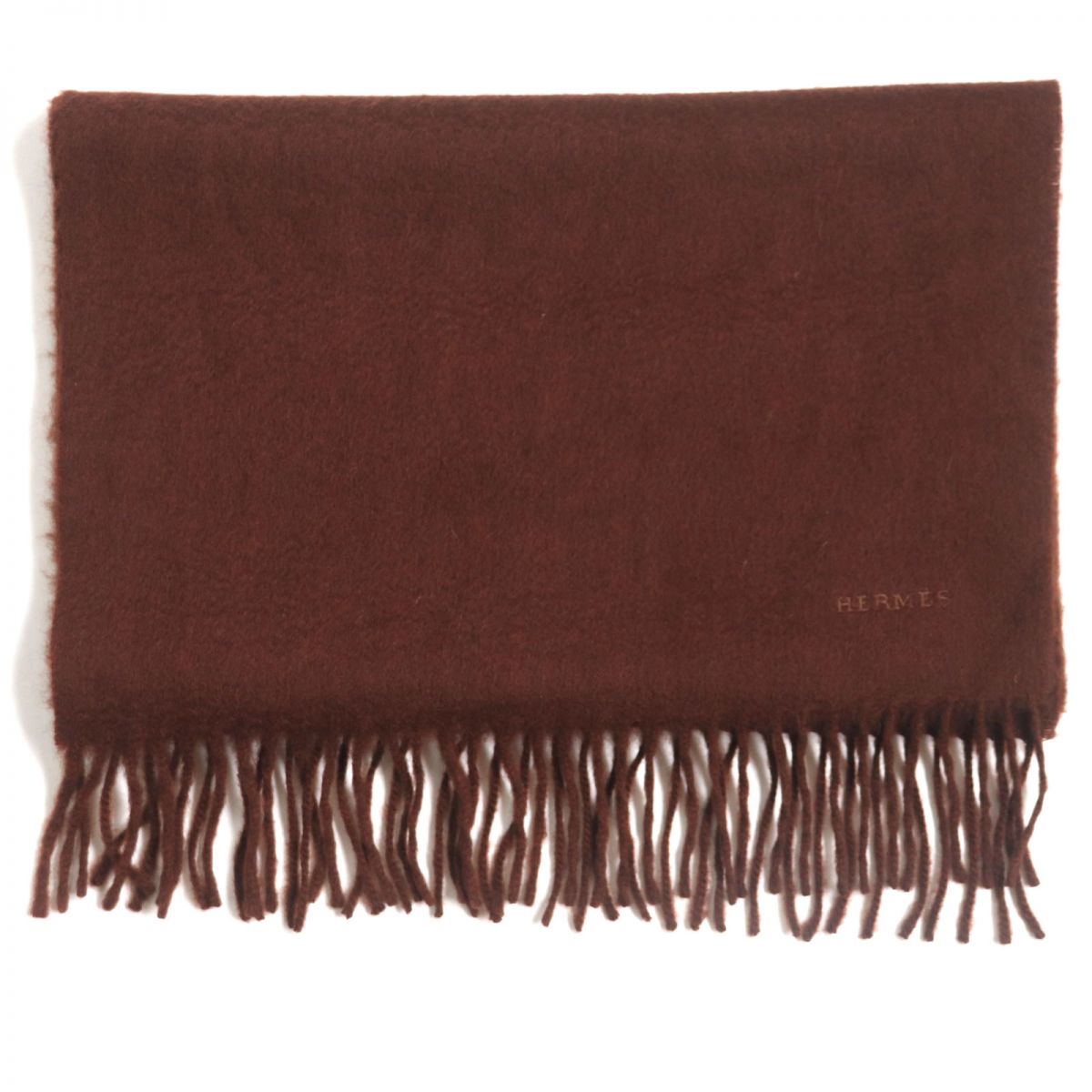 HERMES Scarf Main: 100% cashmere Red brown mens Used
