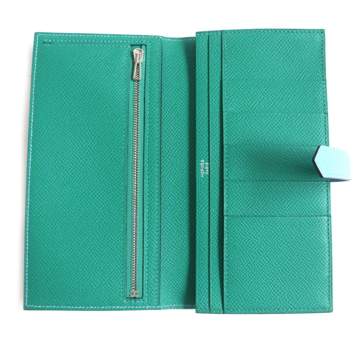 HERMES Long Wallet Purse Main�FEpsom Celeste x Verjade mens Used