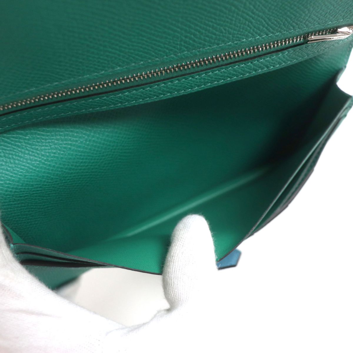 HERMES Long Wallet Purse Main�FEpsom Celeste x Verjade mens Used