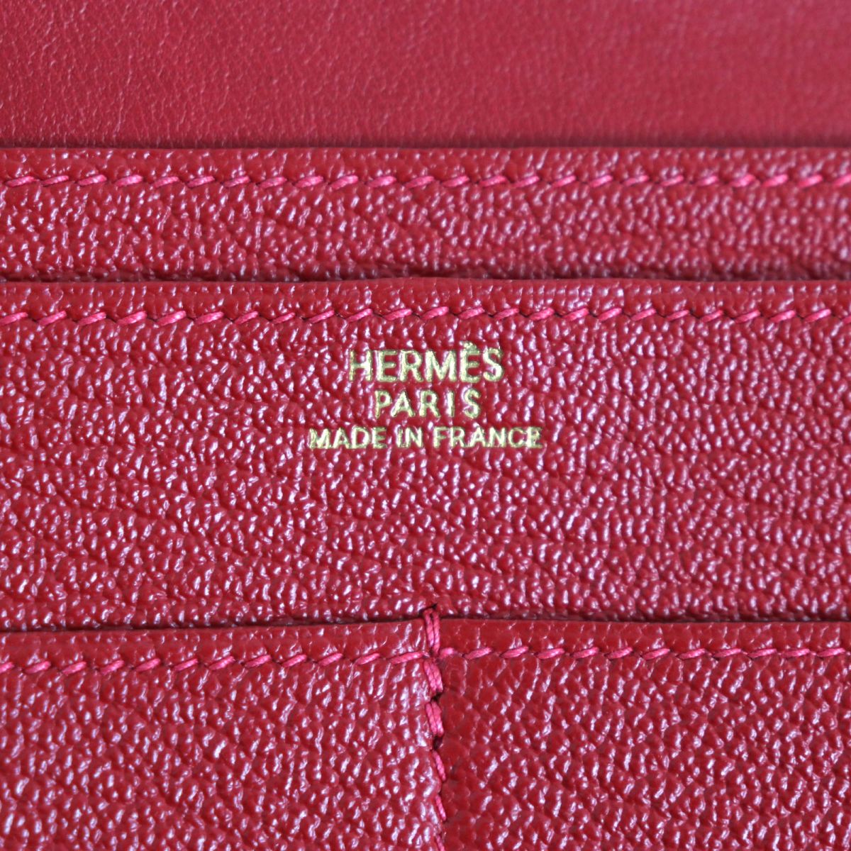 HERMES Long Wallet Purse Main: Chevre Mysole Red mens Used