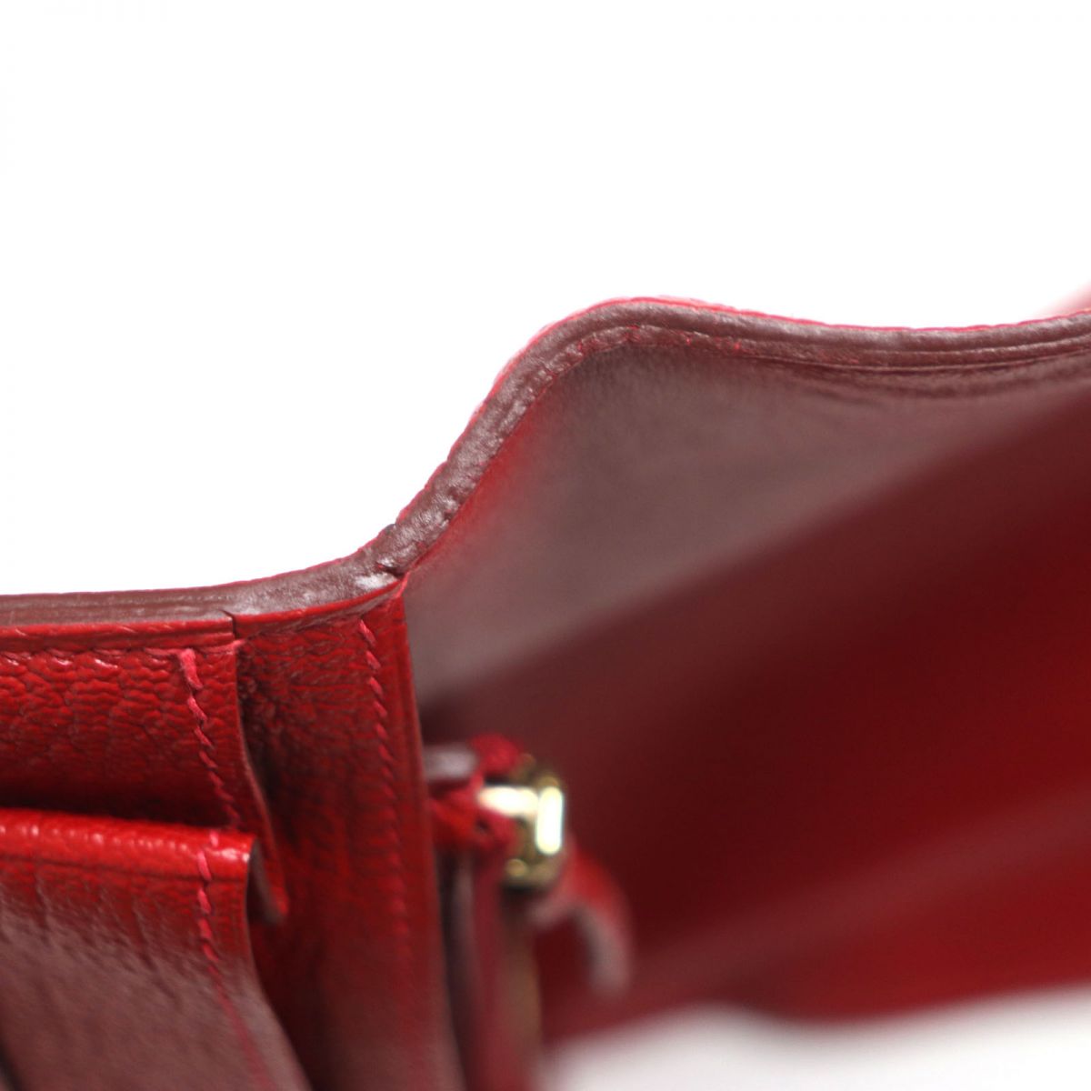 HERMES Long Wallet Purse Main: Chevre Mysole Red mens Used