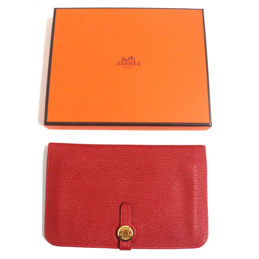 HERMES Long Wallet Purse Main: Chevre Mysole Red mens Used