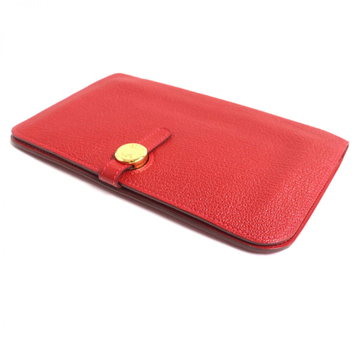 HERMES Long Wallet Purse Main: Chevre Mysole Red mens Used