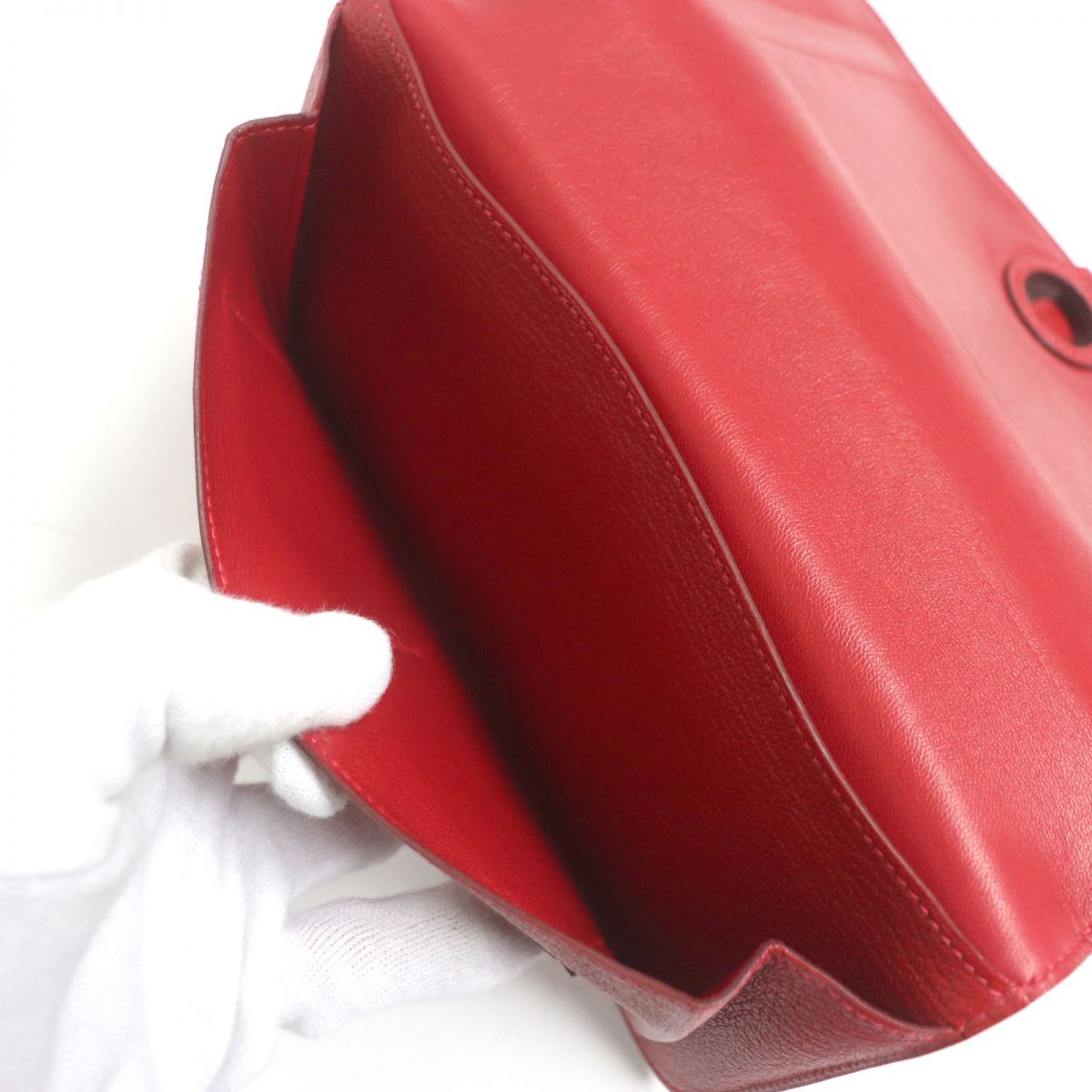 HERMES Long Wallet Purse Main: Chevre Mysole Red mens Used