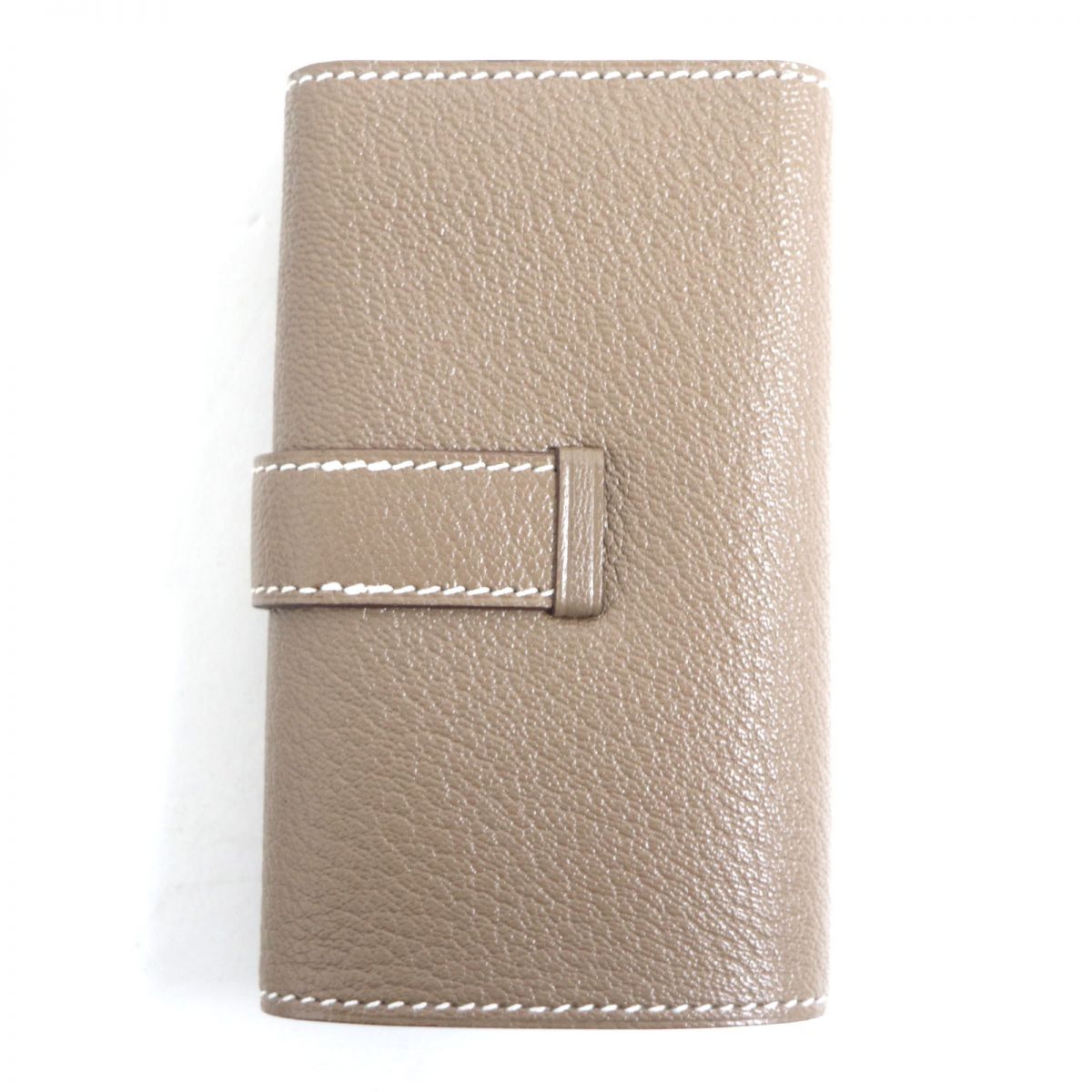 HERMES Key case Key holder  Main: Chevre Main: Etoupe<br>Metal�FSilver mens Used