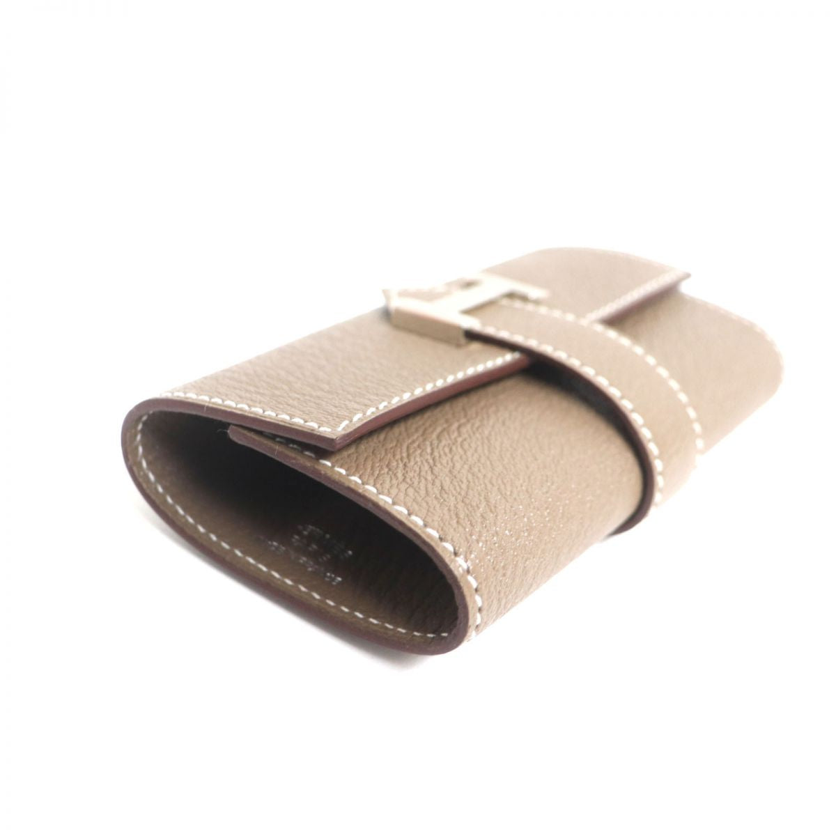 HERMES Key case Key holder  Main: Chevre Main: Etoupe<br>Metal�FSilver mens Used