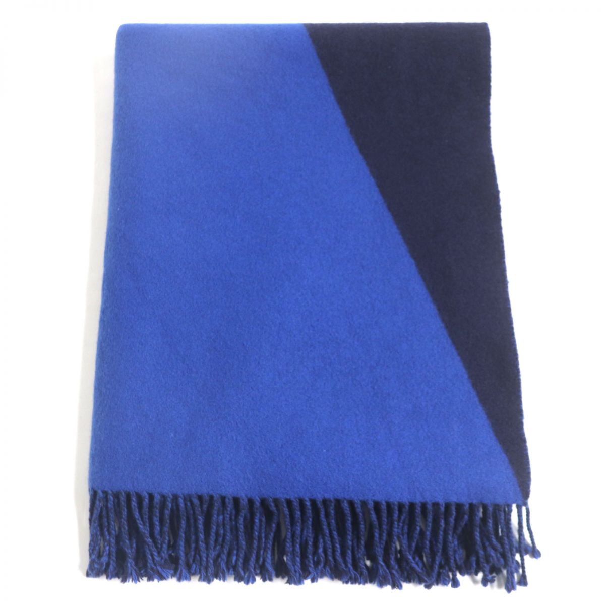 HERMES Scarf Main: 100% cashmere Blue x navy Women Used