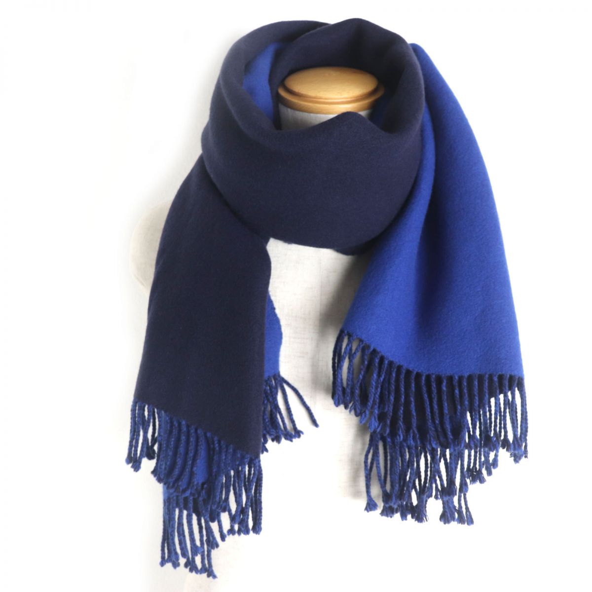 HERMES Scarf Main: 100% cashmere Blue x navy Women Used