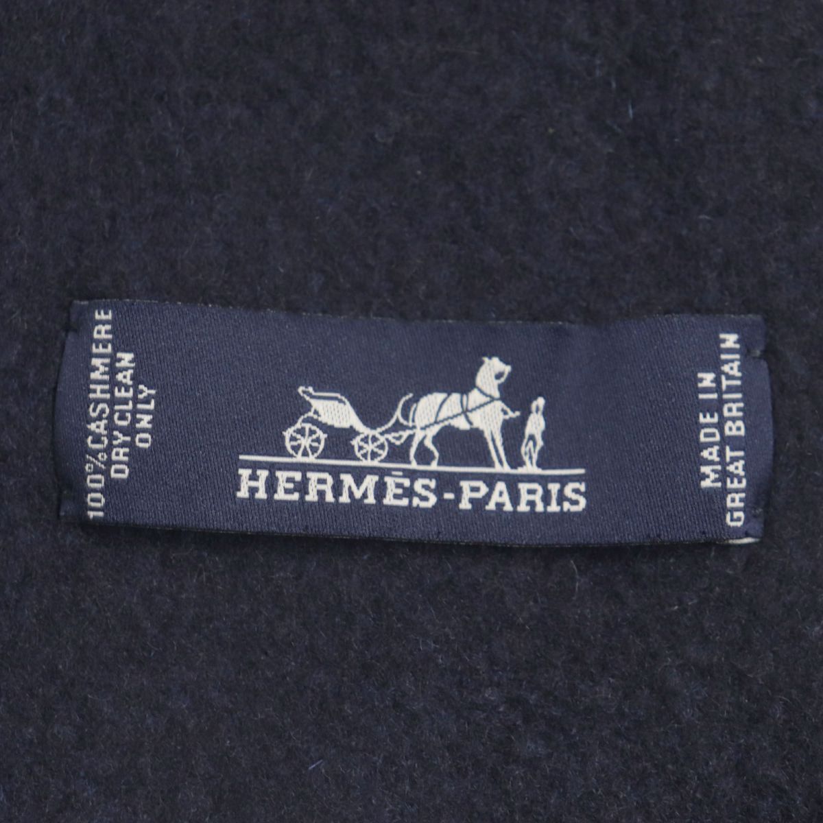 HERMES Scarf Main: 100% cashmere Blue x navy Women Used