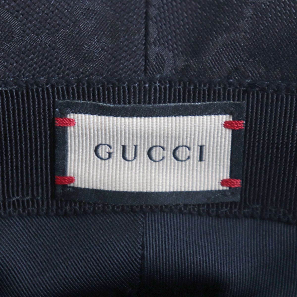GUCCI hat Outer: 68% polyester, Outer: 16% cotton, Outer: 16% nylon, Lining: 50% rayon, Lining: 50% cotton Main: Black<br>Metal: Gold mens 58 Used