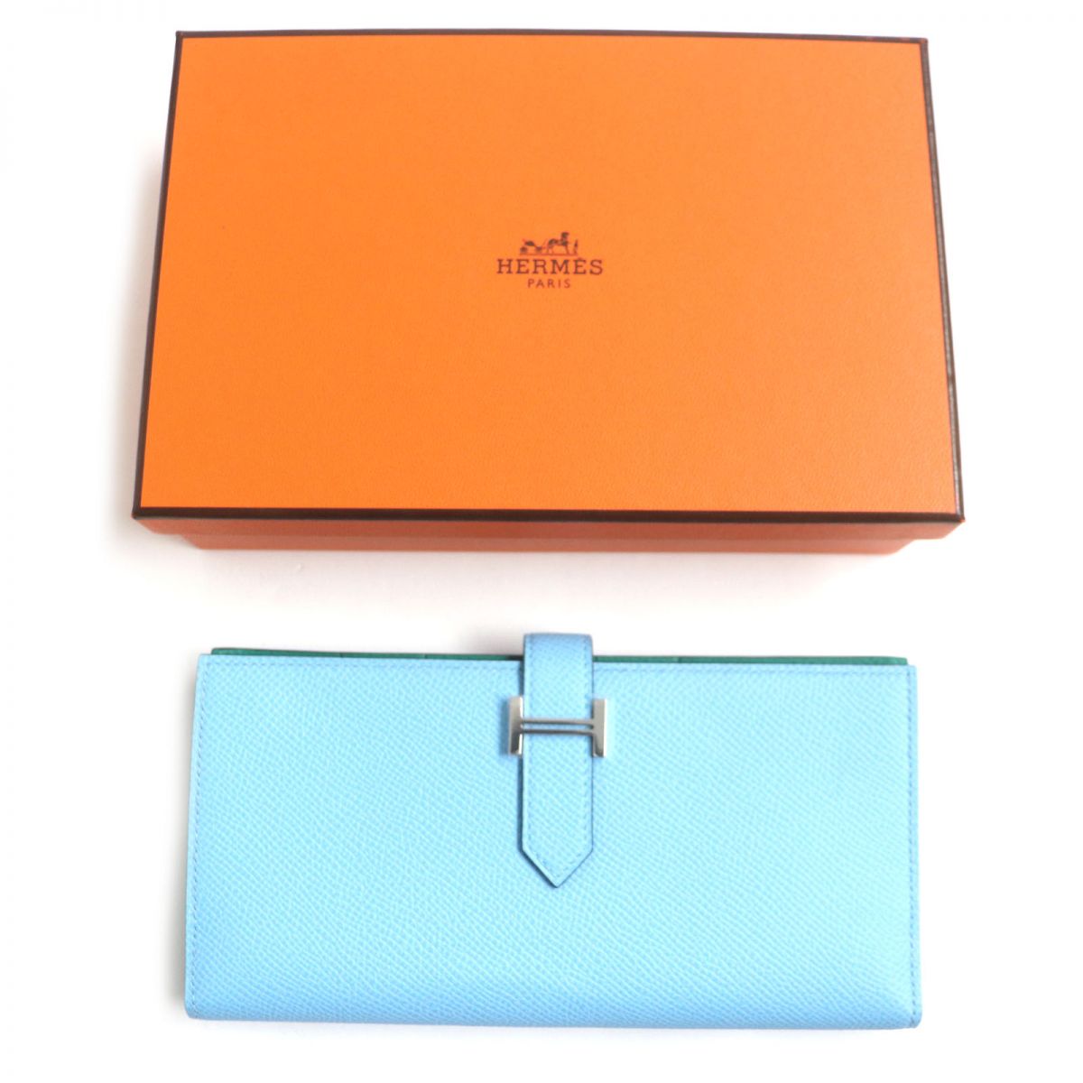HERMES Long Wallet Purse Main�FEpsom blue mens Used