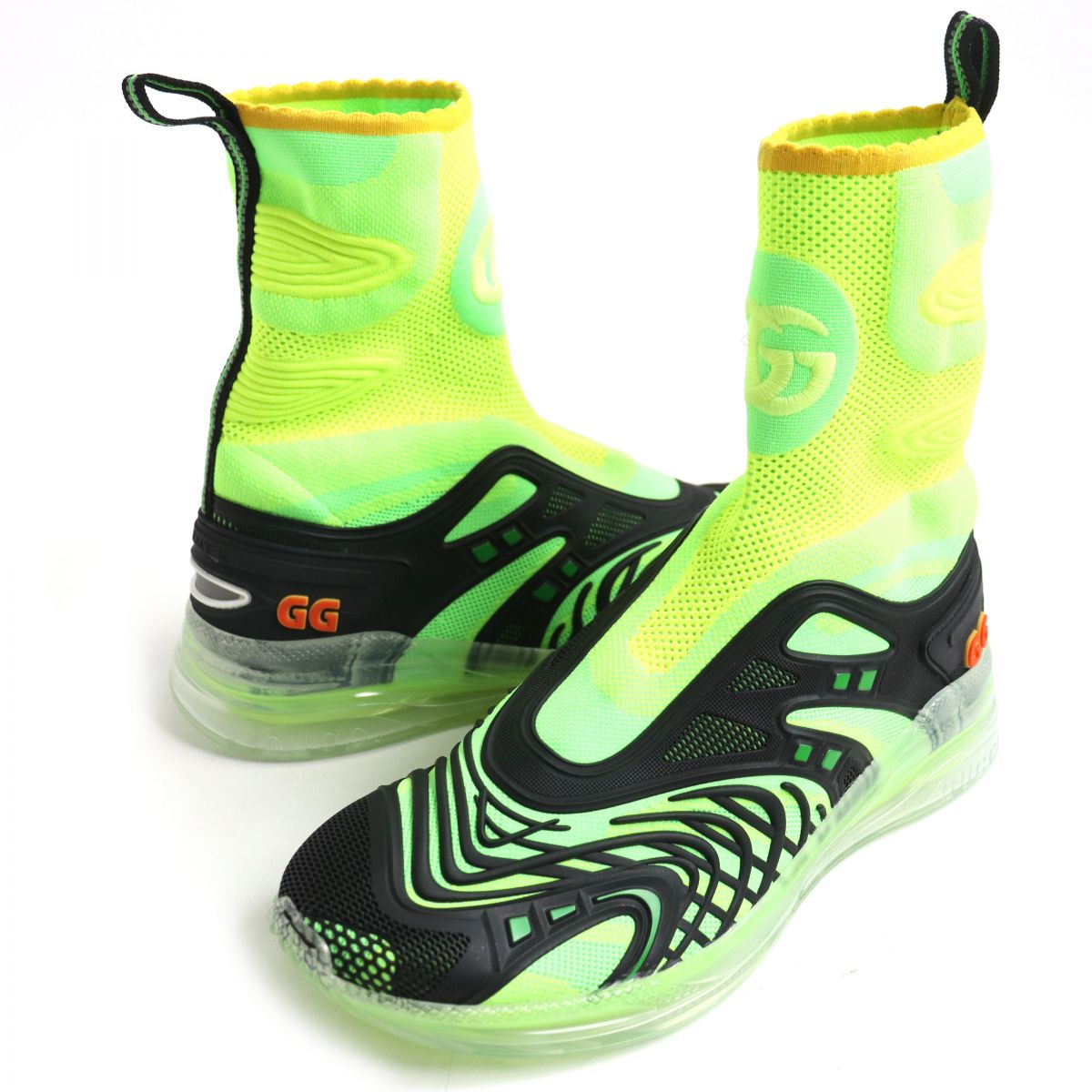 GUCCI sneakers Main: Knit, Main: Rubber Lime x Yellow x Black mens 7 Used