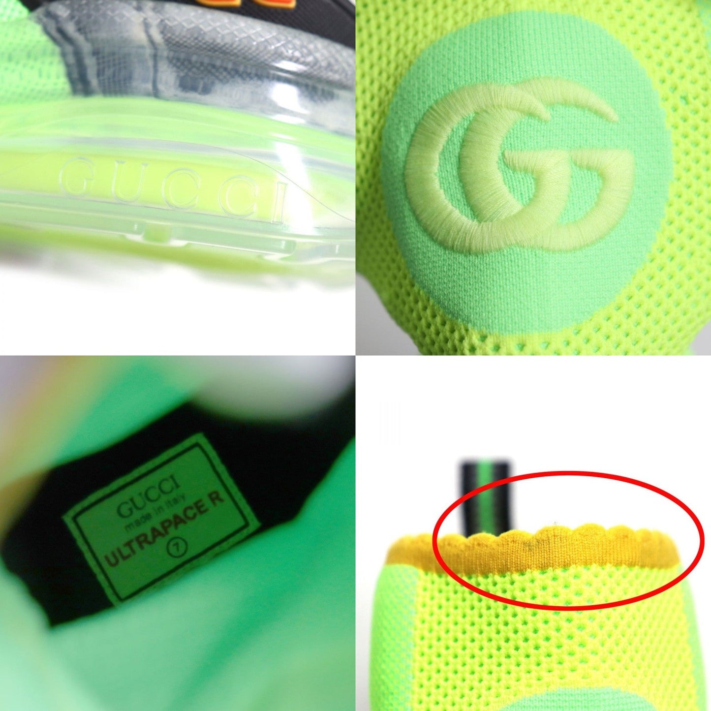 GUCCI sneakers Main: Knit, Main: Rubber Lime x Yellow x Black mens 7 Used