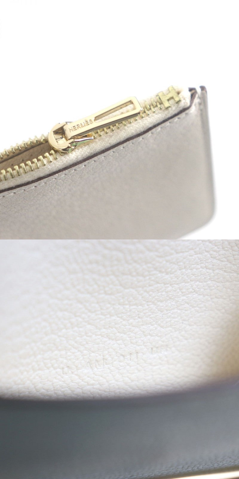 HERMES Bifold Wallet Main: Chevre Mysole Nata x Metal: Gold mens Used